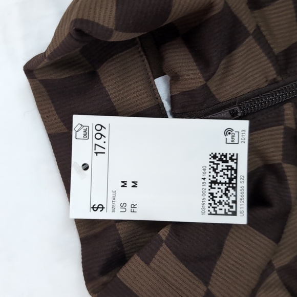 🆕️ H&M Crop Brown check long sleeve zip up Sz M NWT - Picture 7 of 10